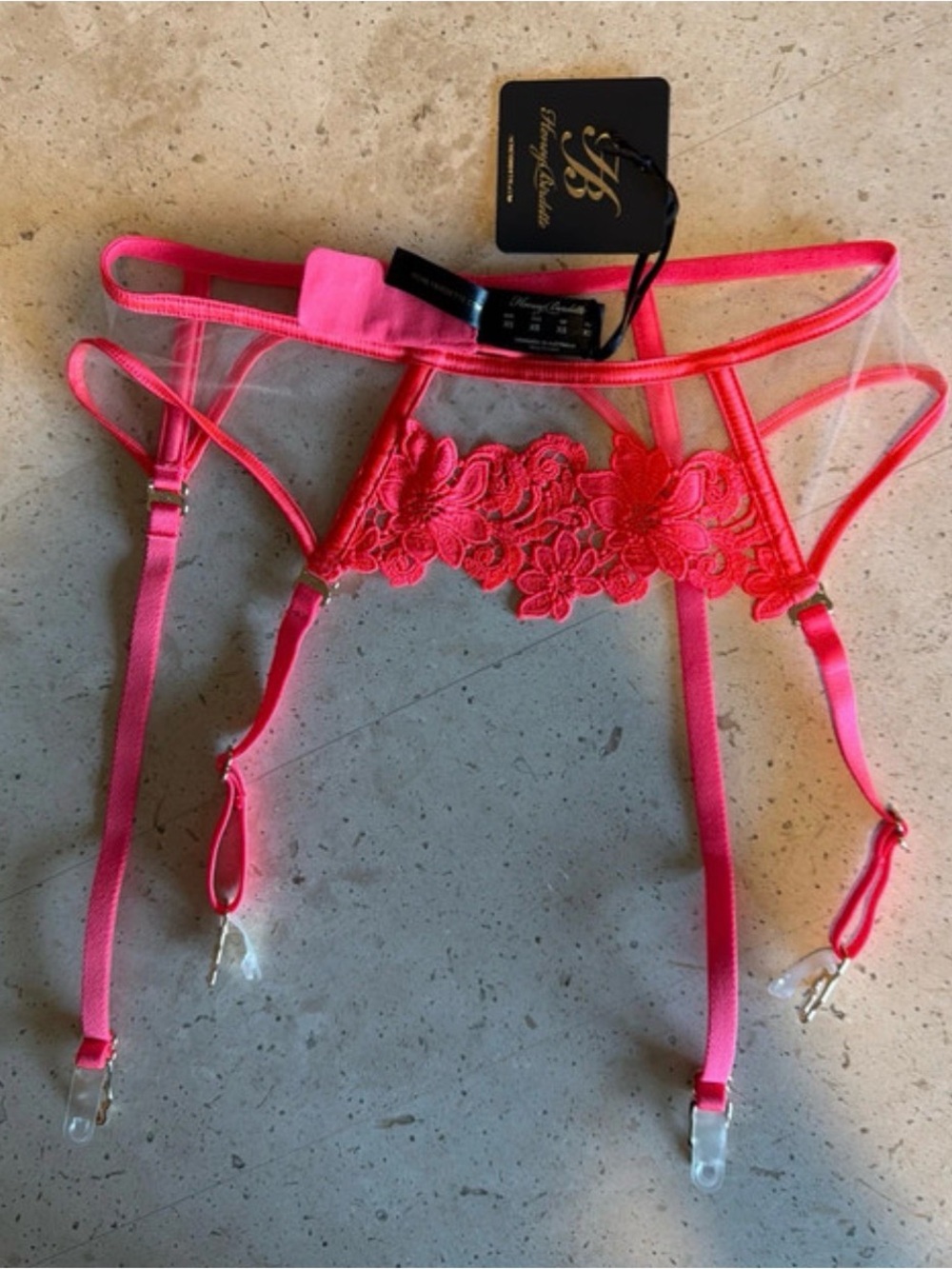 Honey Birdette Amelie Garter Belt – Neon Pink – Size XS – NWT